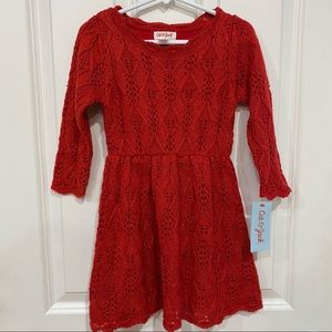 Cat and Jack 3T red knitted sweater dress NWT